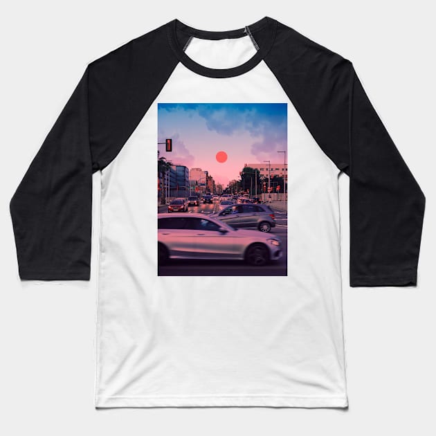 Sunset Colors Baseball T-Shirt by funglazie